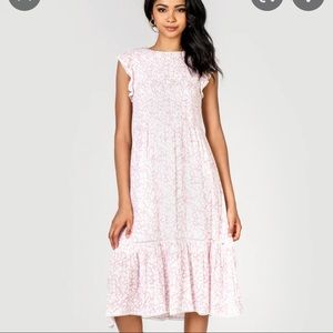 Lost + Wander To Paris Pink Midi Dress